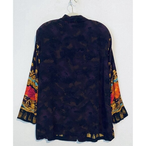 Carole Little Blazer Womens 18 Boho Artsy Floral Longline Lightweight Button Up - Picture 4 of 5